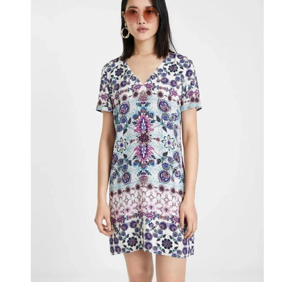 NWT Desigual Boho Floral Shift Dress 42 / XL - Picture 1 of 11